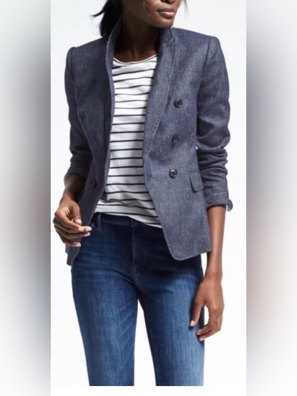 Banana Republic Indigo Double-Breasted Blazer